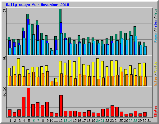 Daily usage for November 2010