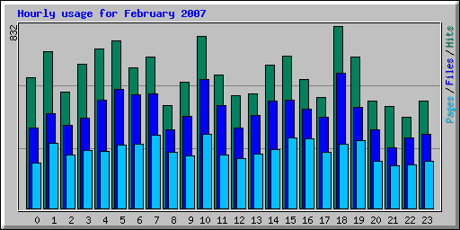 Hourly usage for February 2007