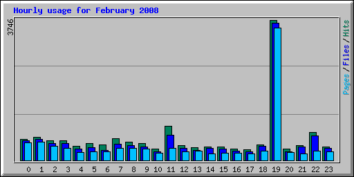 Hourly usage for February 2008