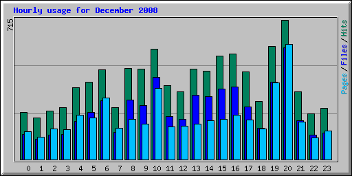 Hourly usage for December 2008