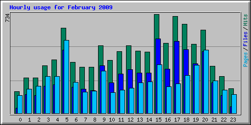 Hourly usage for February 2009