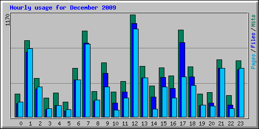 Hourly usage for December 2009