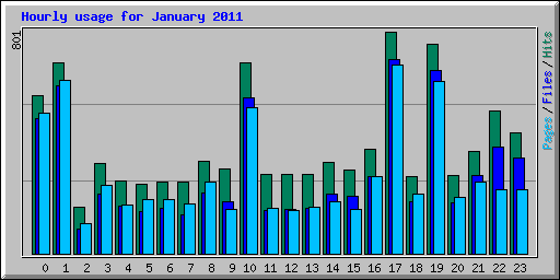 Hourly usage for January 2011